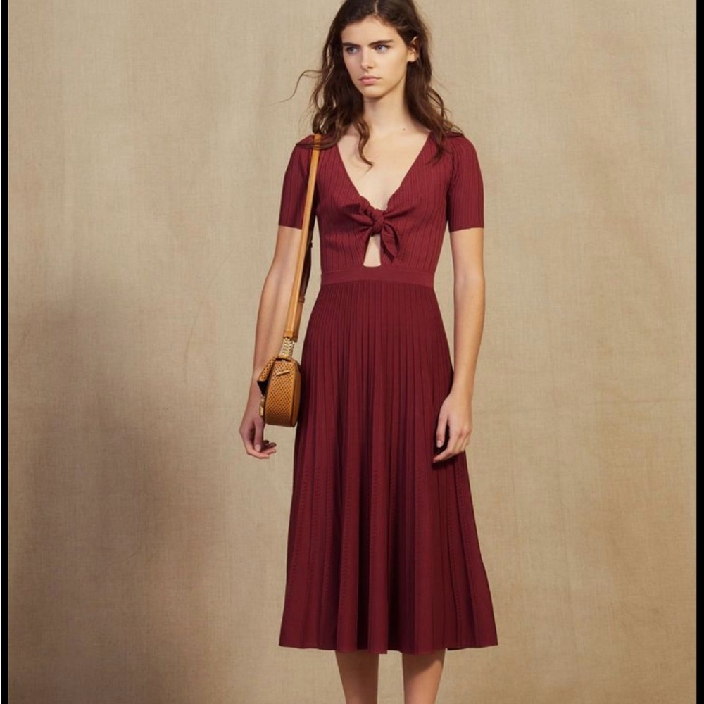 Sandro Deep Red Midi Dress